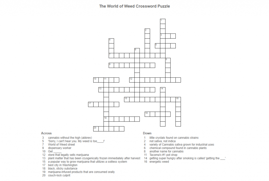 world of weed crossword puzzle